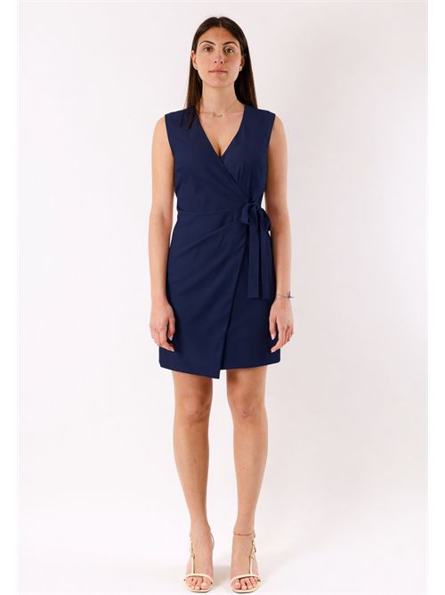 short dress with bow at the waist PE26010 MESANGE | PE26010BLU