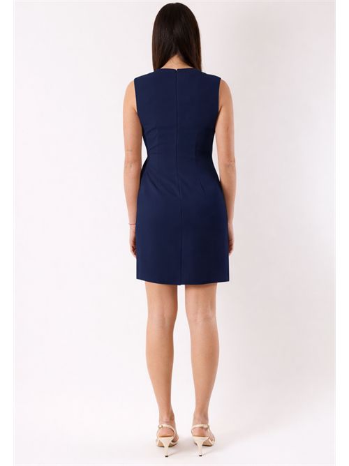 short dress with bow at the waist PE26010 MESANGE | PE26010BLU