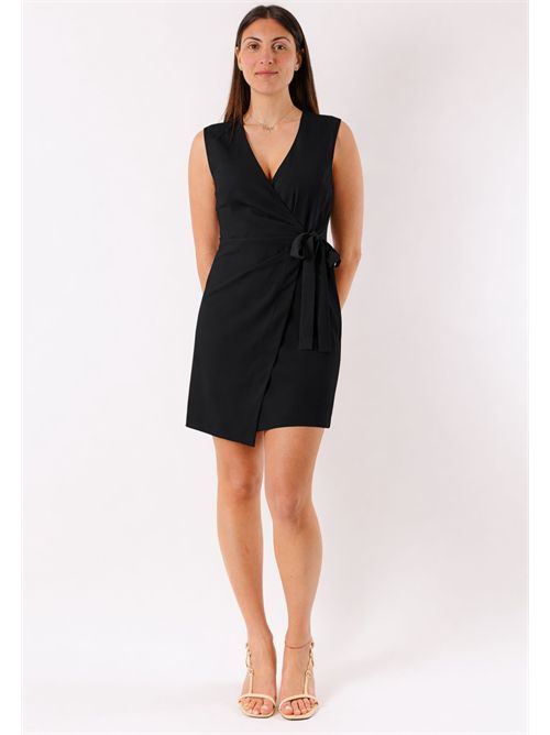 short dress with bow at the waist PE26010 MESANGE | PE26010NERO