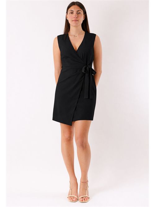 short dress with bow at the waist PE26010 MESANGE | PE26010NERO