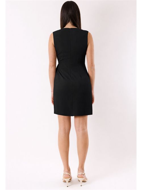 short dress with bow at the waist PE26010 MESANGE | PE26010NERO