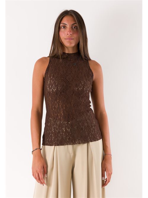 canotta in pizzo PE26048 MESANGE | PE26048MORO