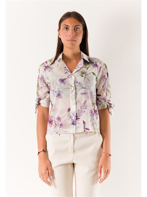 camicia fantasia con fiocchi PE26221 MESANGE | PE26221BCO-LILLA