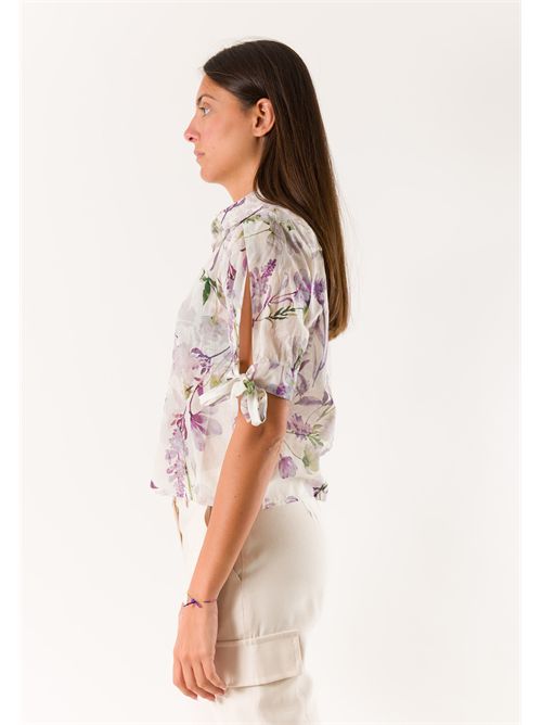 camicia fantasia con fiocchi PE26221 MESANGE | PE26221BCO-LILLA