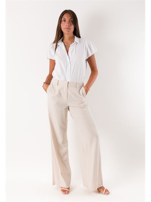 pantalone palazzo con gancio PE26278 MESANGE | PE26278GESSO