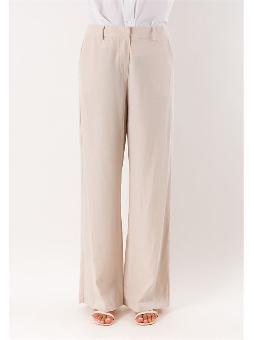 pantalone palazzo con gancio PE26278 MESANGE | PE26278GESSO
