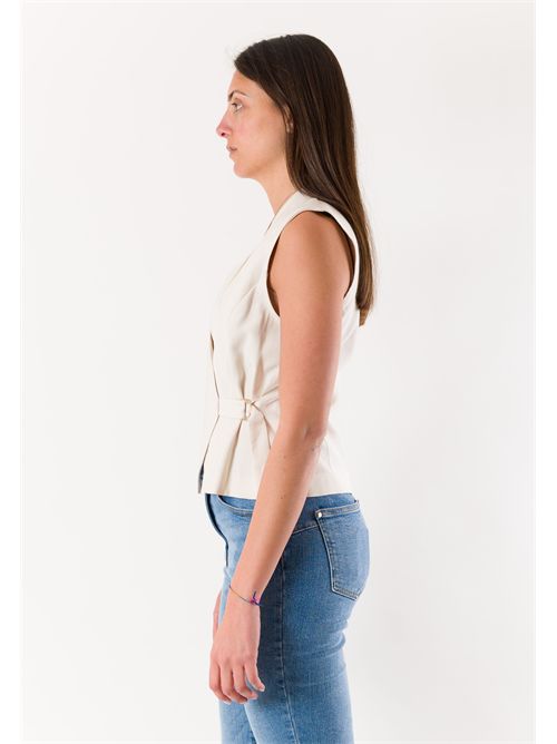 gilet con cinturina e fibbia PE26281 MESANGE | PE26281PANNA