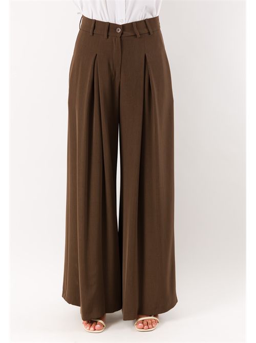 pantalone gamba larga PE26308 MESANGE | PE26308MORO