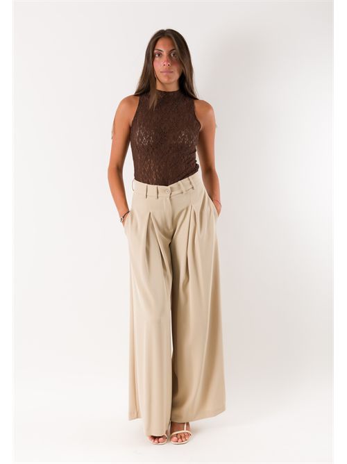 pantalone gamba larga PE26308 MESANGE | PE26308SABBIA