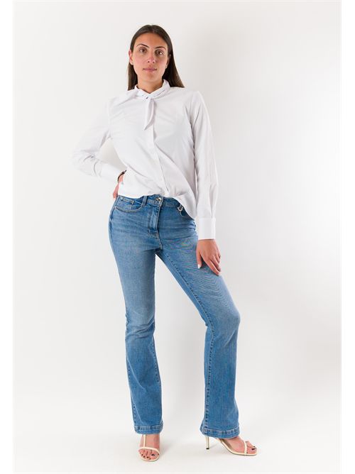 camicia tinta unita con fiocco sul collo RN3000 MESANGE | RN3000BIANCO