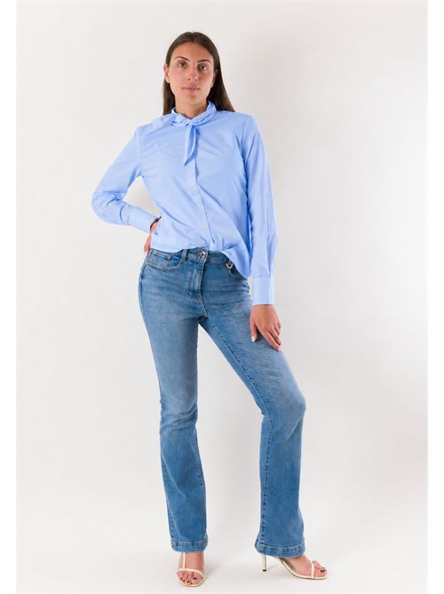 camicia tinta unita con fiocco sul collo RN3000 MESANGE | RN3000CELESTE