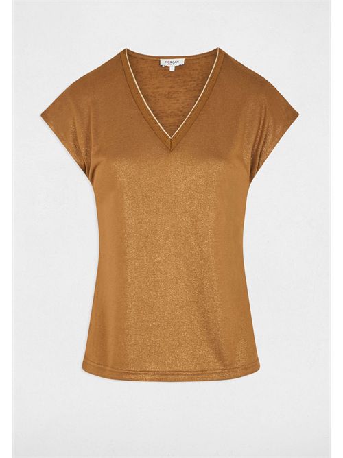 T-shirt scollo a V con dettagli in lurex DAGA MORGAN DE TOI | DAGACAMEL