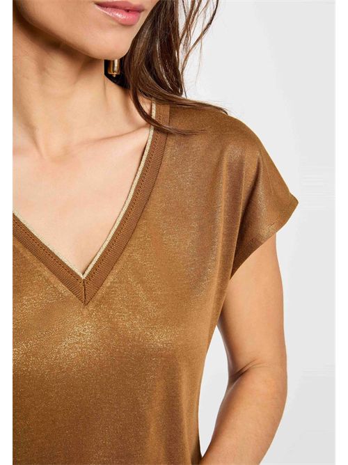 T-shirt scollo a V con dettagli in lurex DAGA MORGAN DE TOI | DAGACAMEL