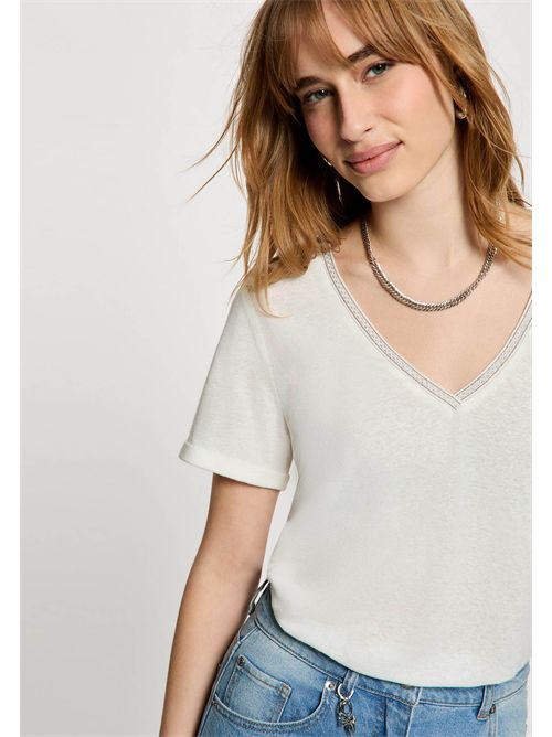 T-shirt con scollo a V a contrasto DAMA MORGAN DE TOI | DAMABLANC