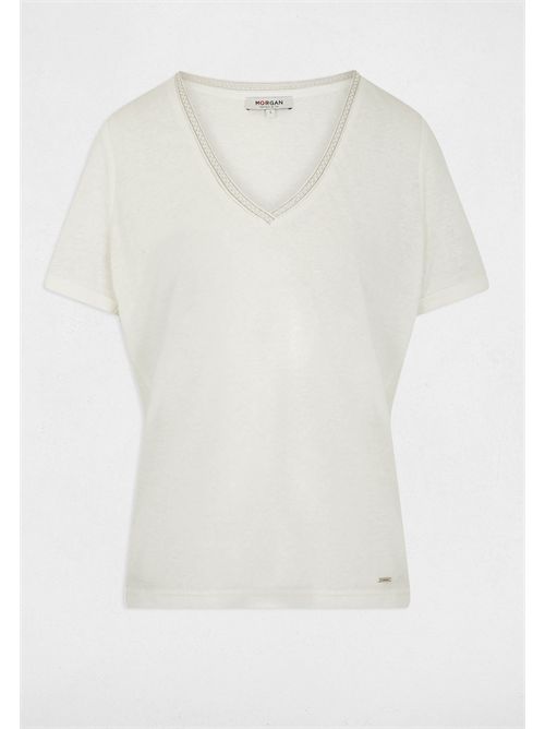T-shirt con scollo a V a contrasto DAMA MORGAN DE TOI | DAMABLANC