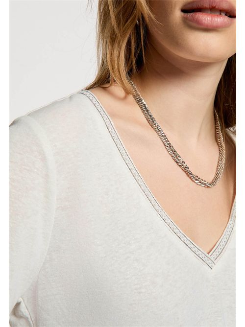 T-shirt con scollo a V a contrasto DAMA MORGAN DE TOI | DAMABLANC