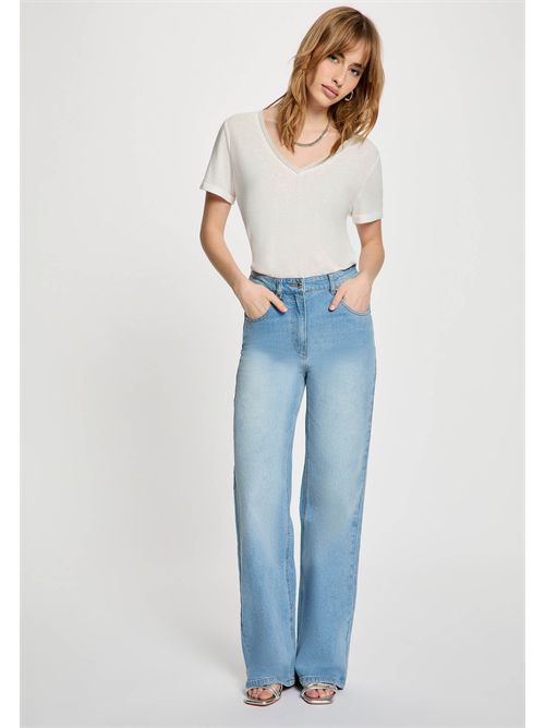 T-shirt con scollo a V a contrasto DAMA MORGAN DE TOI | DAMABLANC