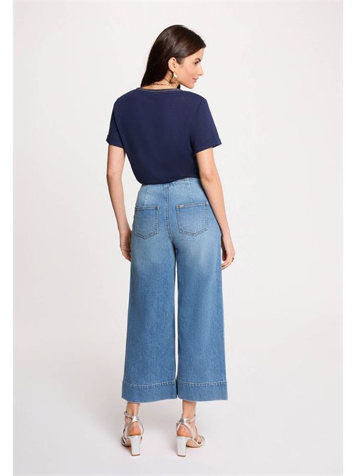 T-shirt con scollo a V a contrasto DAMA MORGAN DE TOI | DAMABLEU MARINE