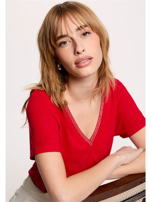 T-shirt con scollo a V a contrasto DAMA MORGAN DE TOI | DAMAROUGE