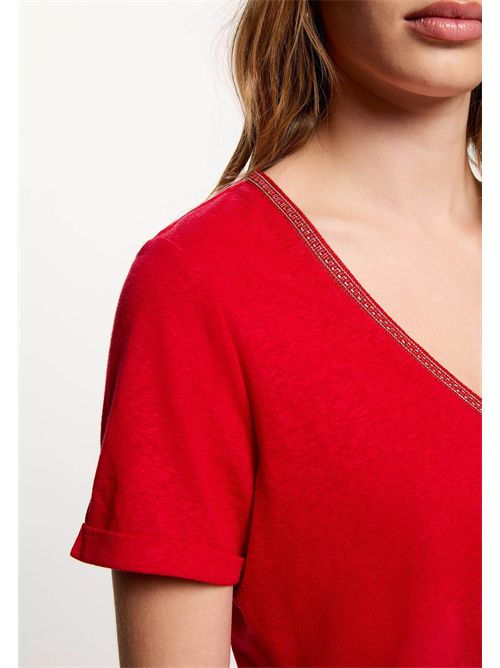 T-shirt con scollo a V a contrasto DAMA MORGAN DE TOI | DAMAROUGE