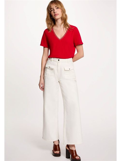 T-shirt con scollo a V a contrasto DAMA MORGAN DE TOI | DAMAROUGE