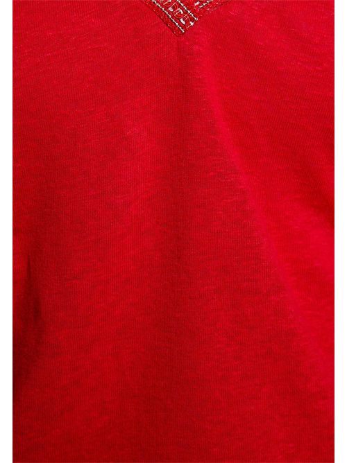 T-shirt con scollo a V a contrasto DAMA MORGAN DE TOI | DAMAROUGE