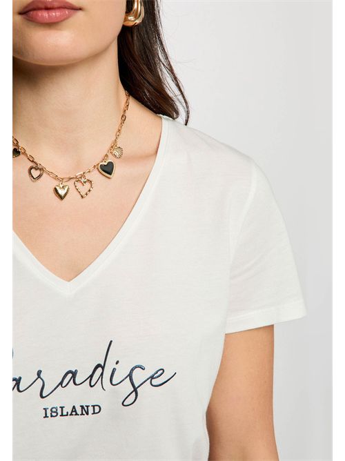 T-shirt scollo a V con scritta Paradise DBEACH MORGAN DE TOI | DBEACHBLANC