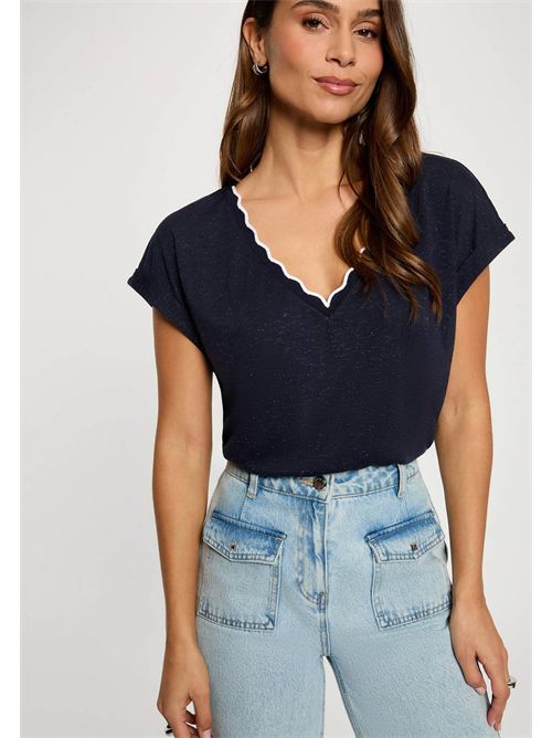 T-shirt con scollo ondulato DIANA MORGAN DE TOI | DIANABLEU MARINE