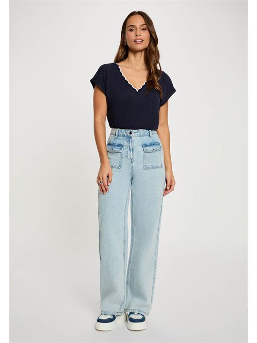 T-shirt con scollo ondulato DIANA MORGAN DE TOI | DIANABLEU MARINE