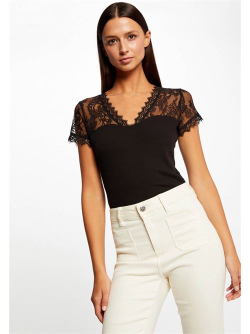 T-shirt scollo a V con dettagli in pizzo DLAMI MORGAN DE TOI | DLAMINOIR