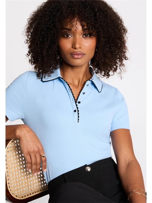 T-shirt polo con colletto a contrasto DLOLI MORGAN DE TOI | DLOLIBLEU CLAIR