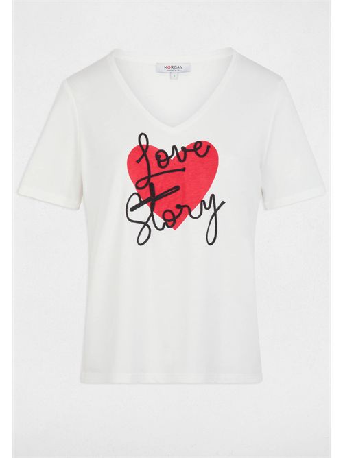 T-shirt con stampa cuore e scritta DSTORY MORGAN DE TOI | DSTORYBLANC