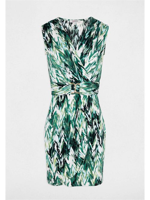 Short patterned dress with crossed collar RFORET (FRENCH SIZES) MORGAN DE TOI | RFORETMULTICOLORE