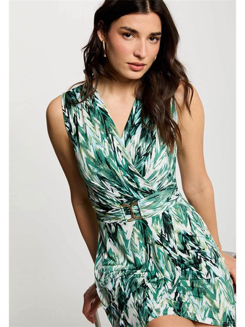 Short patterned dress with crossed collar RFORET (FRENCH SIZES) MORGAN DE TOI | RFORETMULTICOLORE