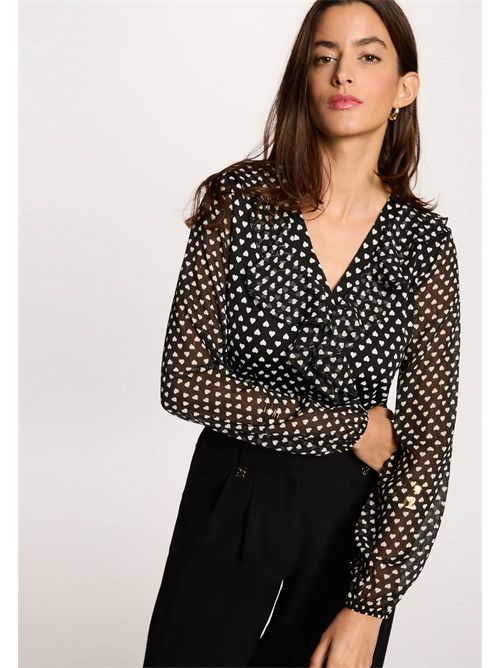 Heart print blouse TCORAZ MORGAN DE TOI | TCORAZNOIR-OFFWHITE