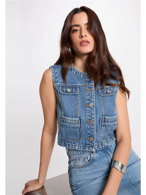 Gilet in denim VCHARMY ( TAGLIE FRANCESI ) MORGAN DE TOI | VCHARMYDENIM STONE