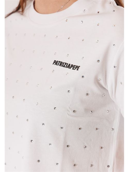 T-shirt crop con micro strass 2M4535 PATRIZIA PEPE | 2M4535J111W103