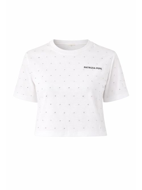 T-shirt crop con micro strass 2M4535 PATRIZIA PEPE | 2M4535J111W103