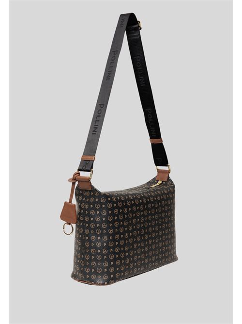 Pollini Heritage shoulder bag with all-over TE8400 logo POLLINI | TE8400PP02Q1100DNERO- VIT MARRON