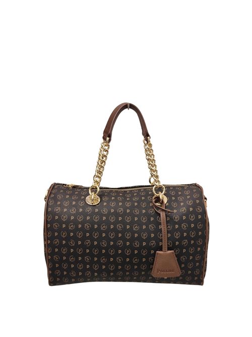 Borsa a mano linea Heritage con stampa monogramma all over e manici con catena dorata TE8411 POLLINI | TE8411PP02Q1100DPVC NERO - VIT MARRON