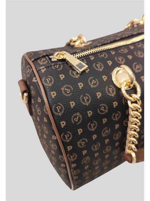 Borsa a mano linea Heritage con stampa monogramma all over e manici con catena dorata TE8411 POLLINI | TE8411PP02Q1100DPVC NERO - VIT MARRON