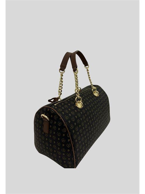 Borsa a mano linea Heritage con stampa monogramma all over e manici con catena dorata TE8411 POLLINI | TE8411PP02Q1100DPVC NERO - VIT MARRON