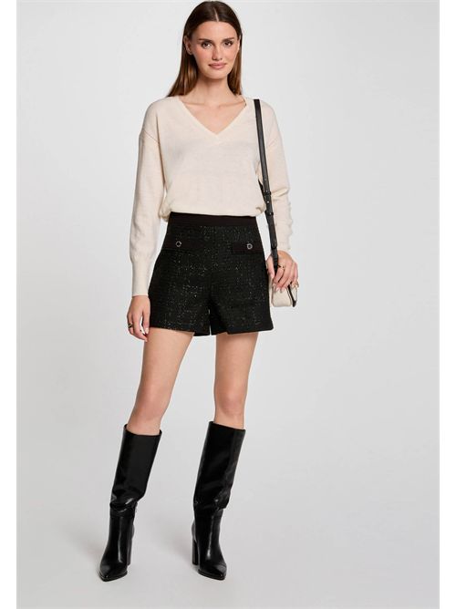 Pantaloncini aderenti in tweed neri da donna MORGAN DE TOI | SHICKNOIR