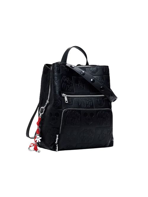 Black women's backpack in polyurethane with Disney Mickey Mouse logo 25WAKP02 DESIGUAL | 25WAKP022000