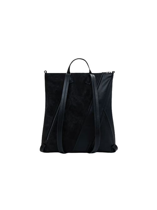 Black leather effect women's backpack with decorative weaving 25WAKP12 DESIGUAL | 25WAKP122000
