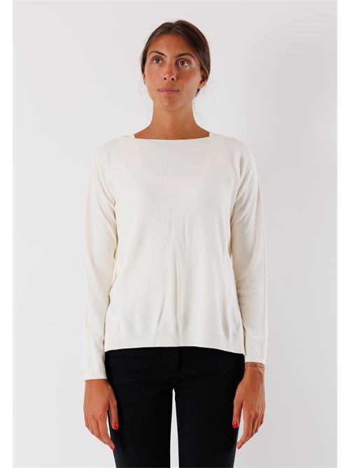 Pullover, maglia fine, scollo ampio e  linea dritta 3M0800 KONTATTO | 3M0800CAVORIO