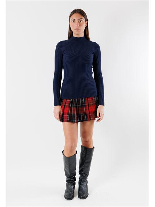 Pullover a coste sottili , con collo alto e linea aderente 3M0814 KONTATTO | 3M0814CBLU