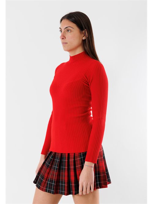 Pullover a coste sottili , con collo alto e linea aderente 3M0814 KONTATTO | 3M0814CROSSO
