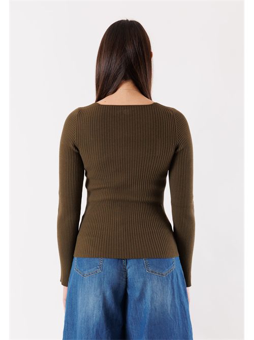 Maglia a costine con scollo quadrato 3M0830 KONTATTO | 3M0830CKAKI