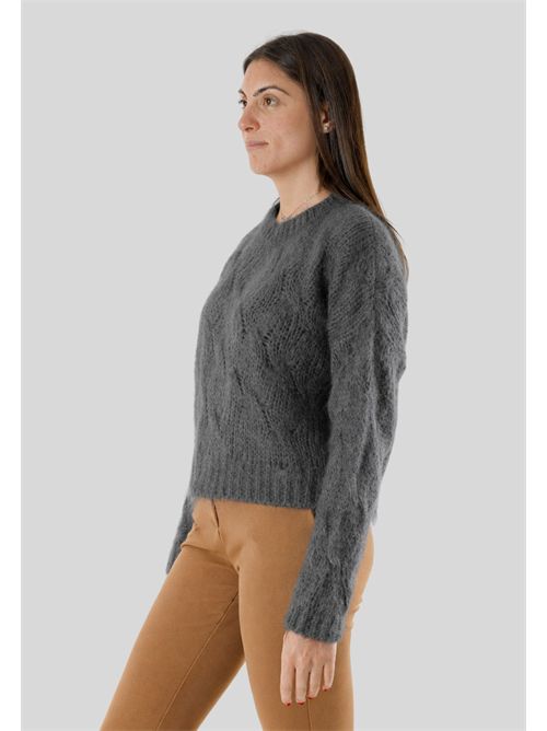 Maglia girocollo con trecce 3M0893CN KONTATTO | 3M0893CNGRIGIO